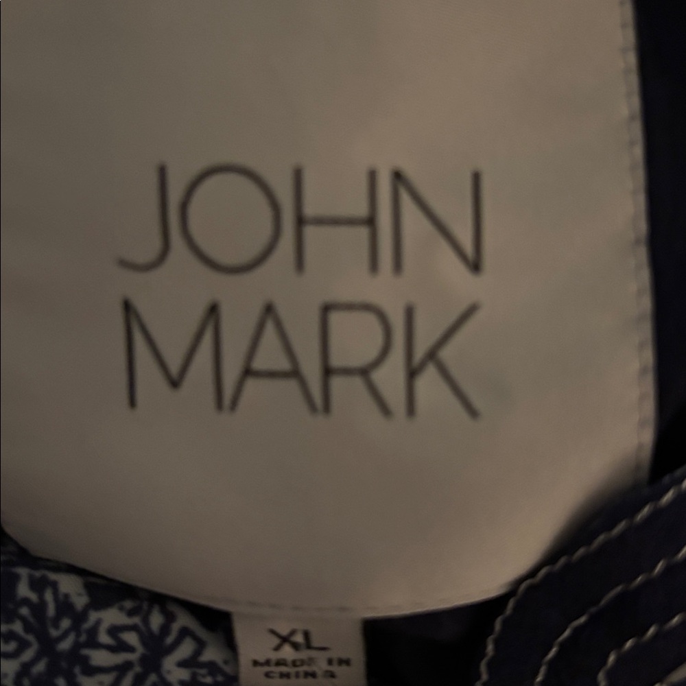 John Mark Embroidered Lined Jacket Blue Cream Sz XL Contrast Cuff Lagenlook - Picture 7 of 11